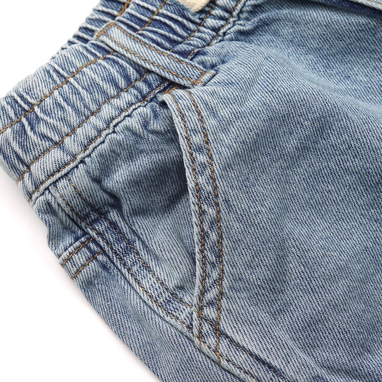 Children's Denim Shorts,Ribbed Elastic WaistBand with Strings Summer Jeans Half Pants