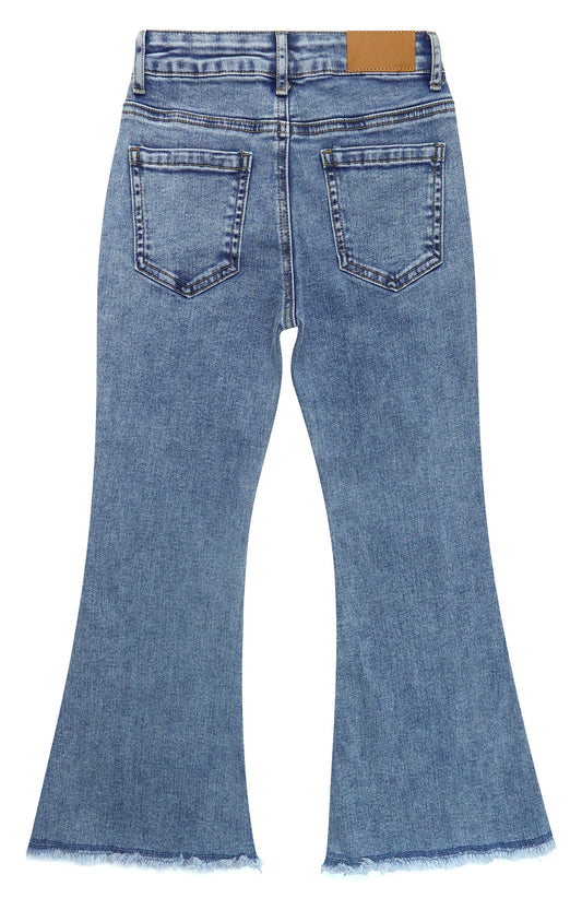 Girls Flared Denim Pants, 18M-14T Wide Age Ranges Elastic Waistband Inside Stretchy Slim Jeans