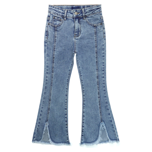 Girls Flared Denim Pants, 18M-14T Wide Age Ranges Elastic Waistband Inside Stretchy Slim Jeans