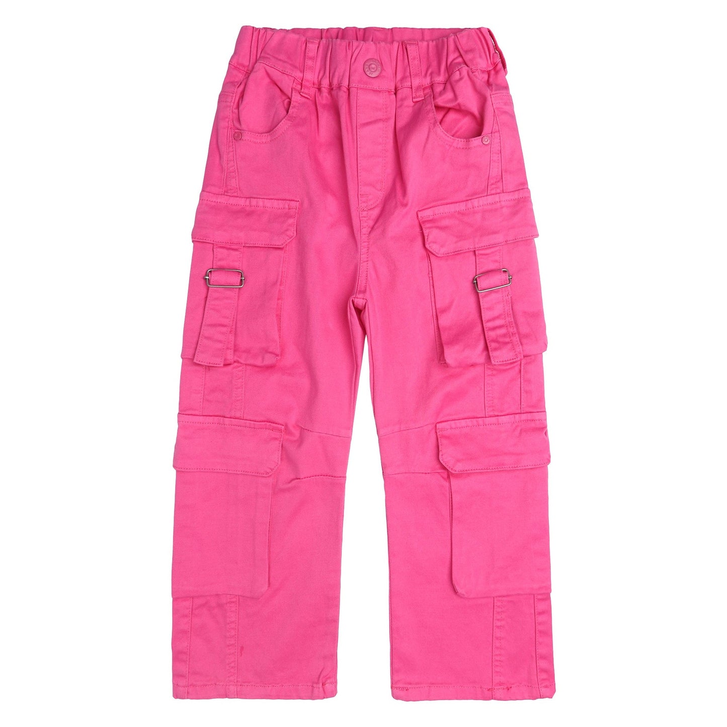 8-Pocket Girls Wide-leg Denim Pants, 5-14T Ribbed Elastic Waist Jeans