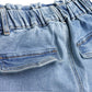 Wide-leg Cargo Jeans, 18M-14T Ribbed Waist Denim Pants