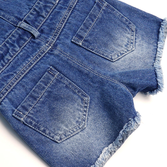 Baby Girls Denim Shortalls, Little Boys Ripped Raw Edge Hem Jeans Summer Shortalls