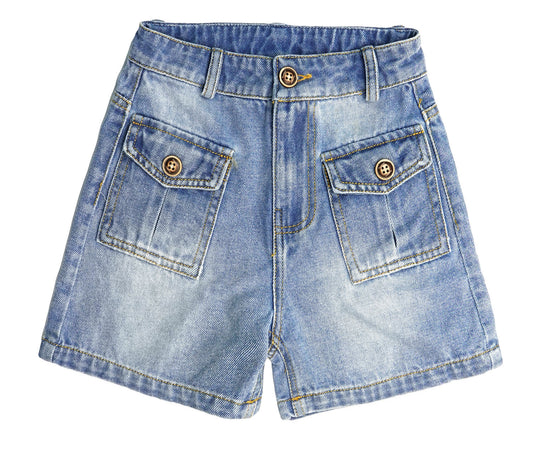 Little Girls Boys Denim Shorts,Elastic Waistband Inside Cargo Jean Summer Half Pants