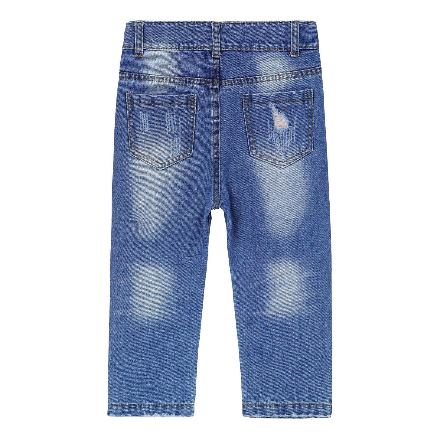 Baby Elastic Inside Ripped Jeans,Little Toddler Kids Distressed Denim Pants