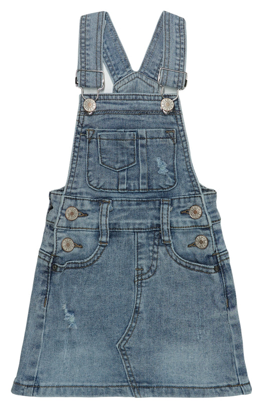 Girls Dress Embroidered Butterfly Washed Denim Dress – Kidscool Space