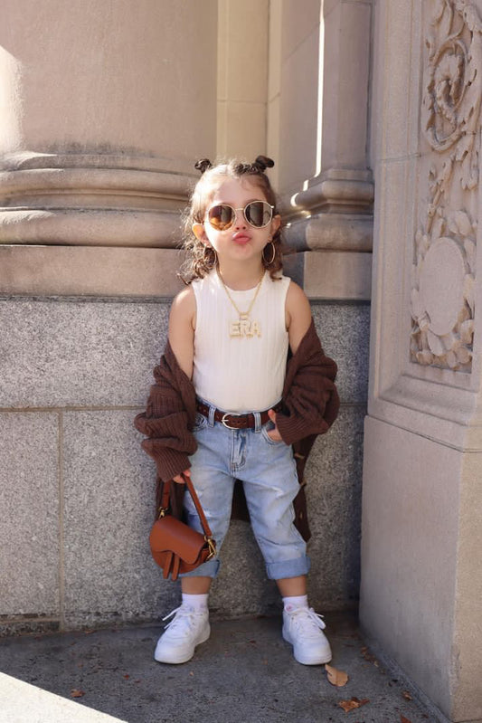 Baby Little Girls Boys Elastic Band Ripped Fashion Denim Pants Jeans