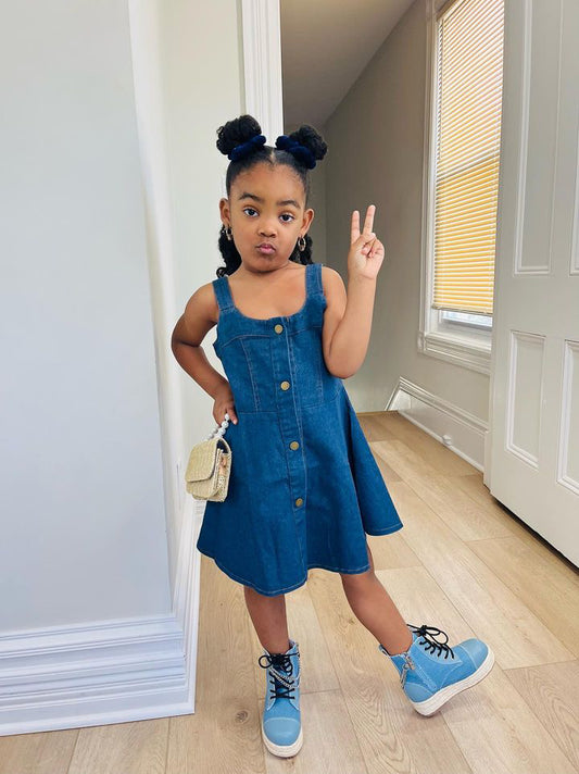 Toddler Kid Girls Blue Jean Dress