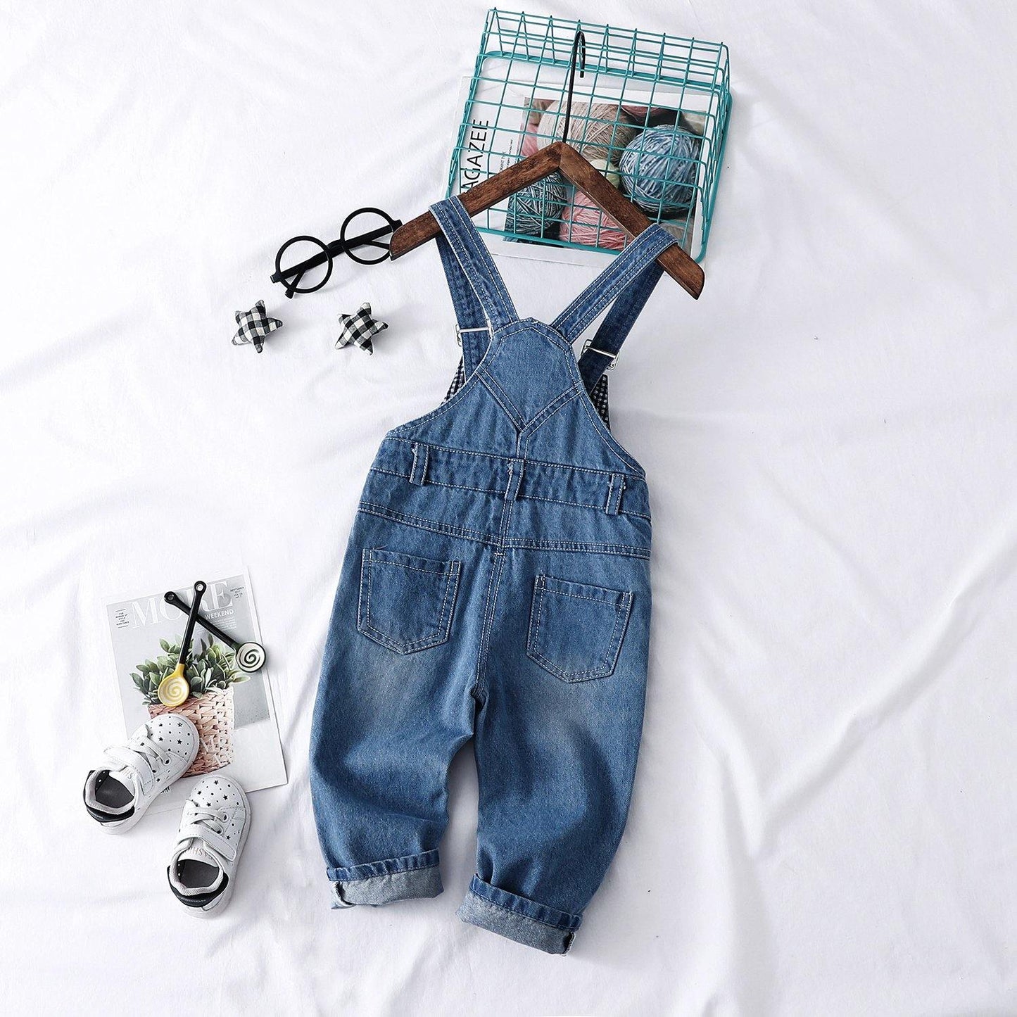 Kidscool Space Baby & Toddler Adjustable Ripped Fashion Cotton Denim Overalls - Kidscool Space