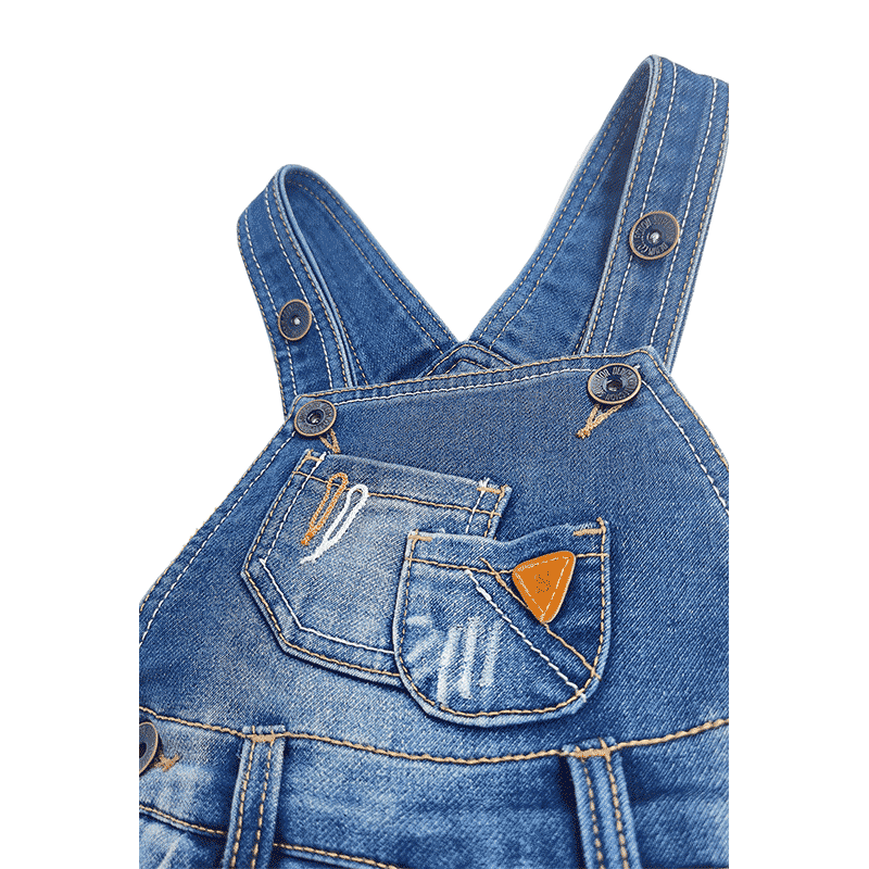 Pure Cotton Ripped 2 Pockets Bibs Jeans Overalls