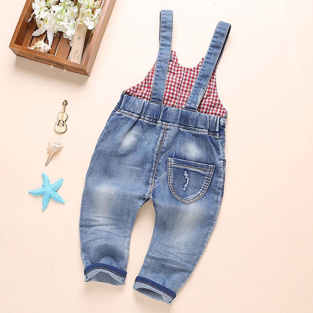 Baby & Little Boys/Girls Water Washed Ripped Soft Denim Overalls - Kidscool Space