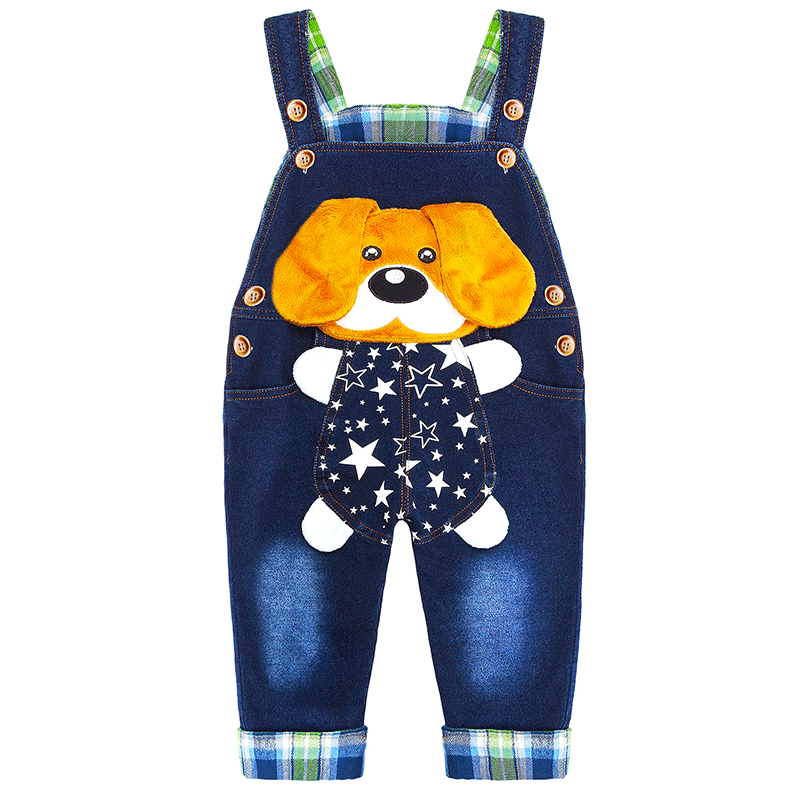 Toddler Cartoon Dog Overalls Green T-shirt Set