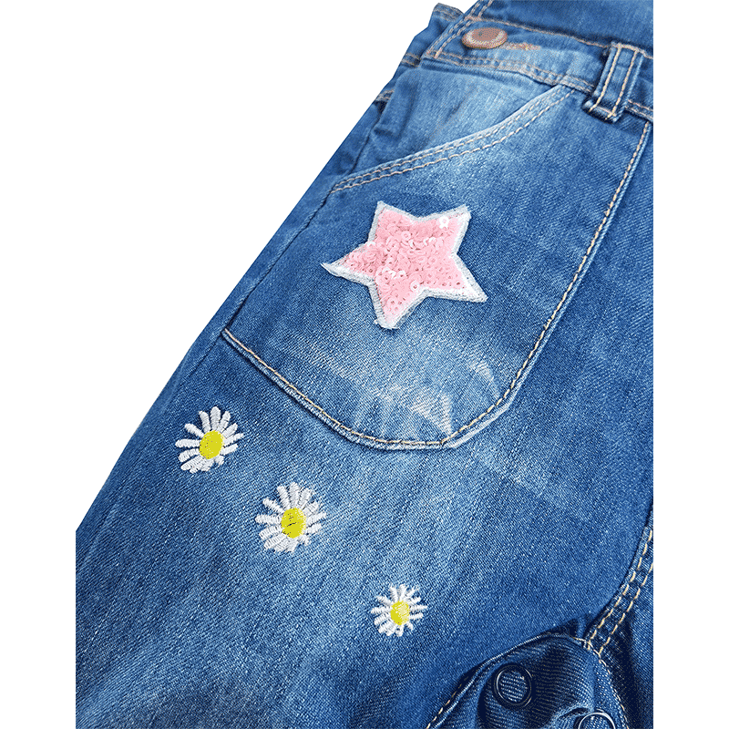 Pure Cotton Baby Sun Star Decor Jeans Overalls