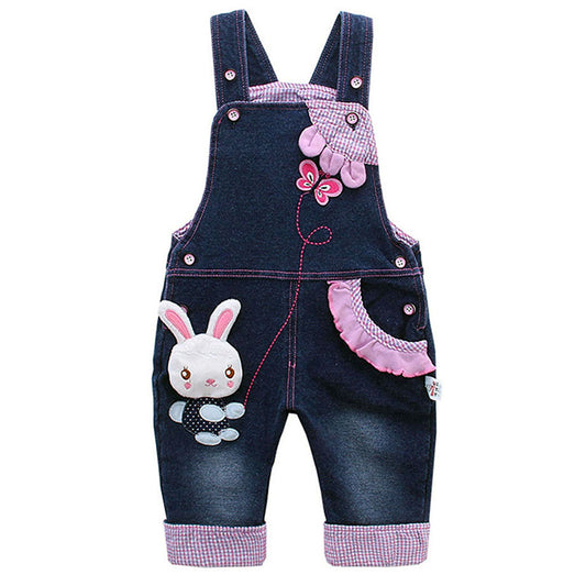 Baby Jeans Overalls Bunny 3D Cartoon Soft Knitted