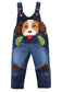 Baby Toddler Cute Cartoon Red Tongue Dog Jean Overalls