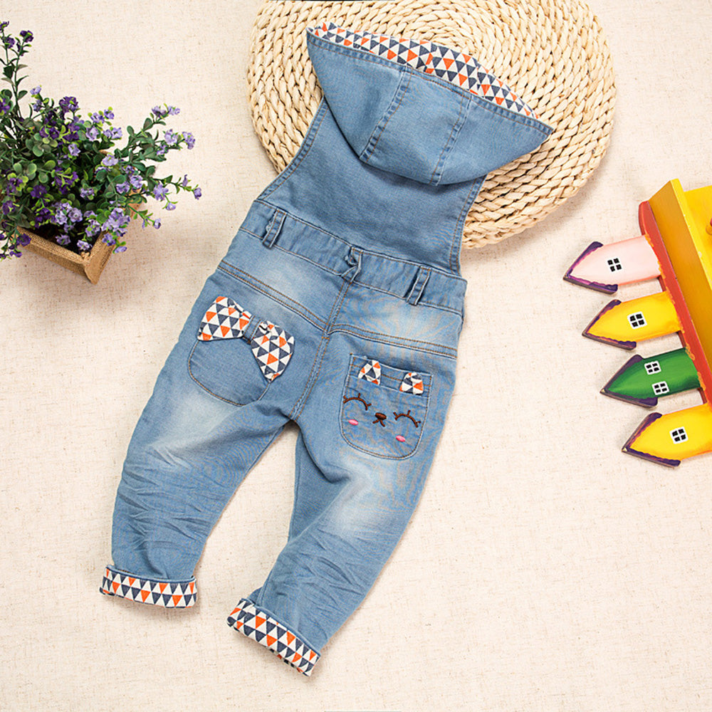 Baby & Toddler Fashion Pattern Hooded Denim Overalls