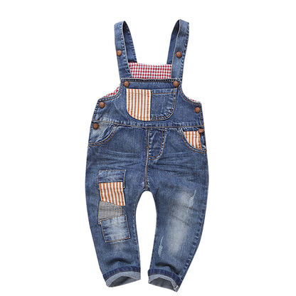 Toddler Patched Style Soft Denim Overalls