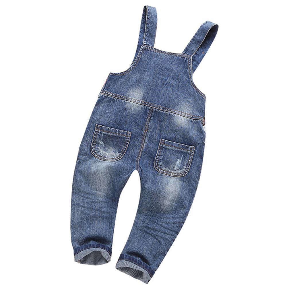 Baby & Little Boys/Girls Water Washed Patched Soft Denim Overalls - Kidscool Space