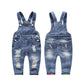 Baby Twin Color Lining Ripped Denim Overalls