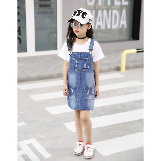Toddler/Kid Girl Blue Jean Overall Dress