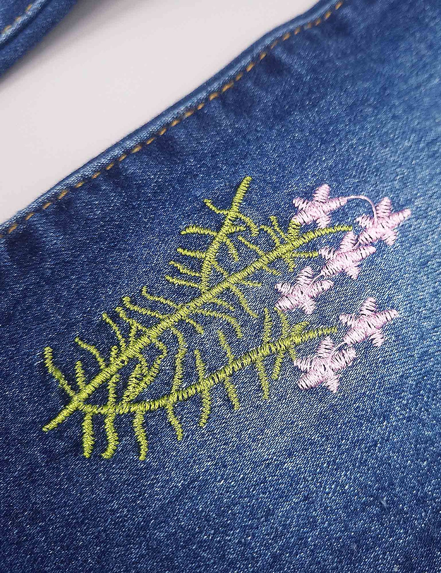 Girls Butterfly Grass Embroidered Slim Jeans Floral Pants