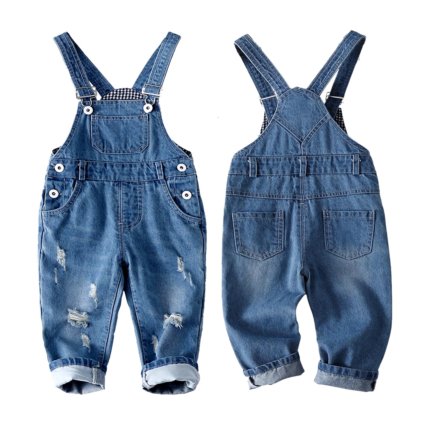 Baby Toddler Adjustable Ripped Cotton Denim Overalls