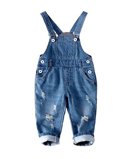 Baby Toddler Adjustable Ripped Cotton Denim Overalls
