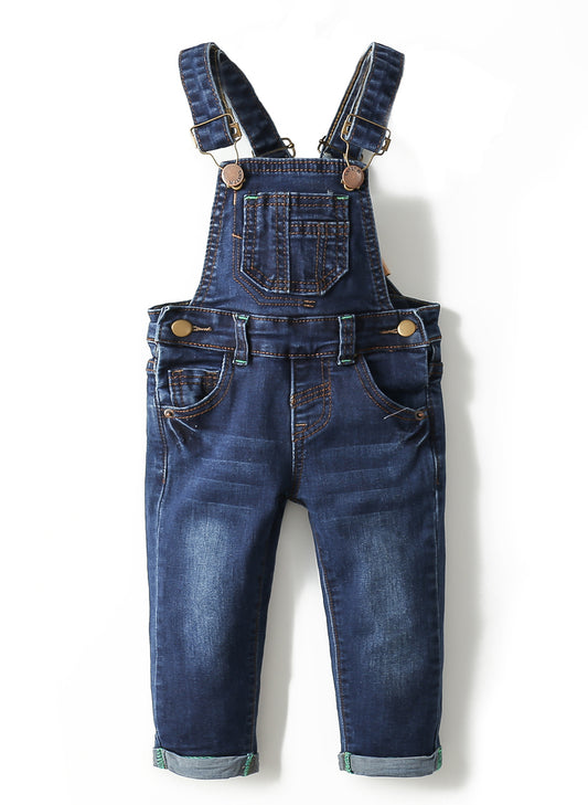 Toddler Adjustable Washed Slim Blue Jeans Overalls