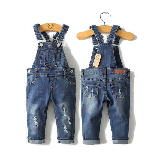 Baby Jeans Overalls Cute Denim Ripped Overalls