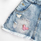 Girls Dress Embroidered Butterfly Washed Denim Dress