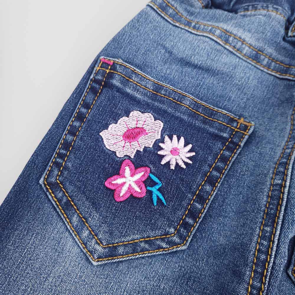 Girls Embroiderd Flower Decor Slim Jeans Pants – Kidscool Space