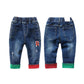 Baby Letter Embroidered Elastic Cuffed Jeans Pants