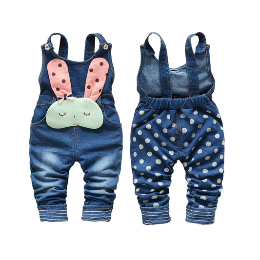 Baby girl cartoon bunny overalls