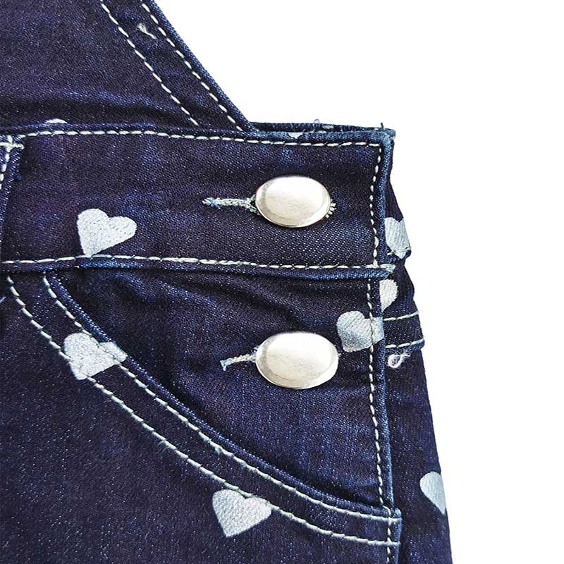 Girls Love Shape Embroidered Denim Overall Dress