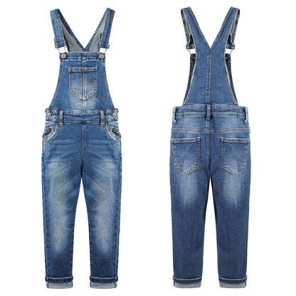 Kids Washed Fashion Soft Jeans Overalls
