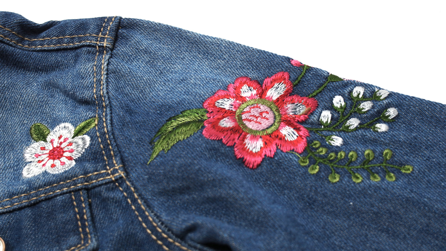 Girl Flower Embroidered Denim Outfits