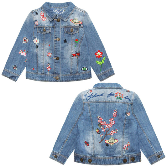 Girls Dazzling Embroidered Denim Outfits