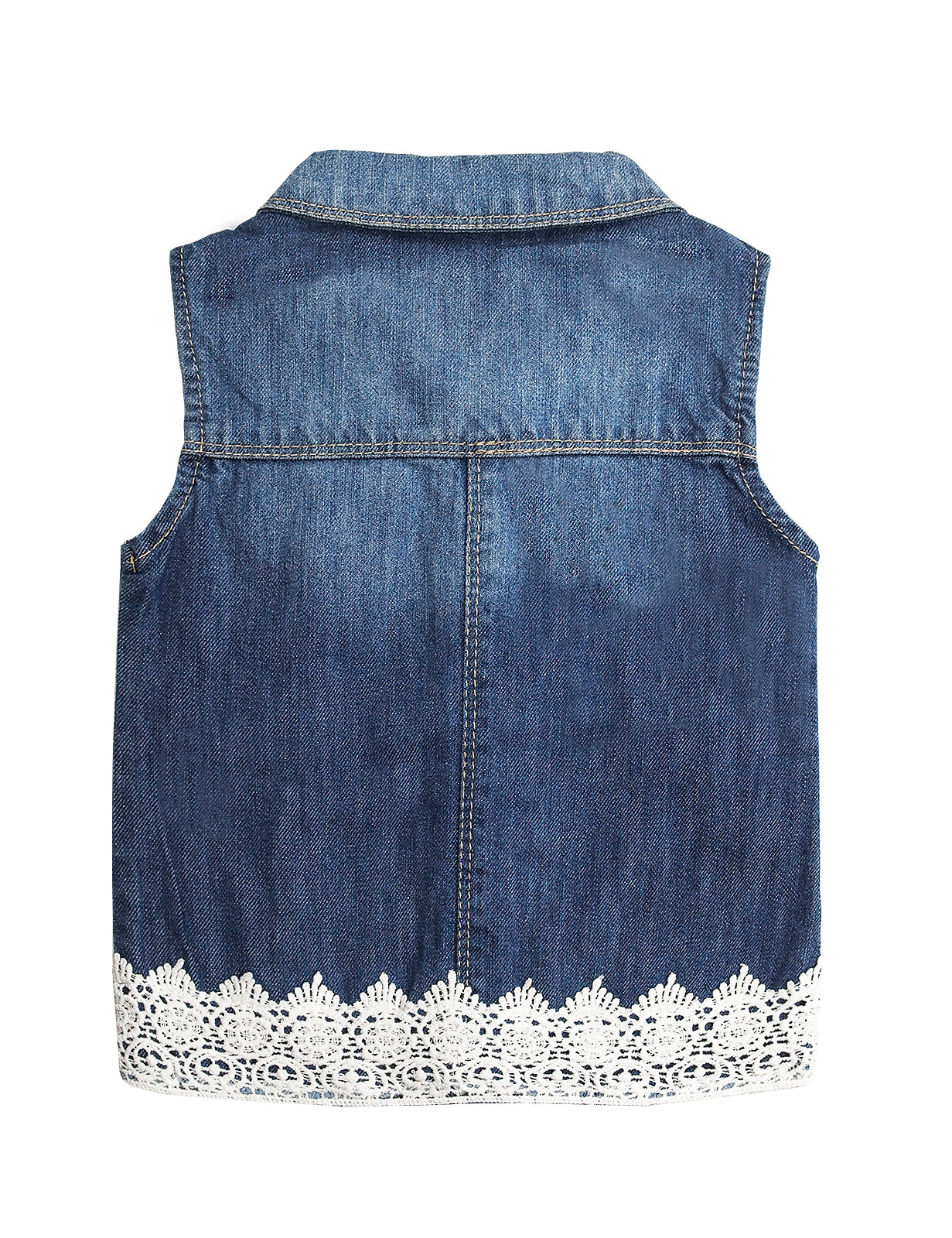 Little Girl Junior Ripped Lace Denim Jean Vest Tops