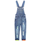 Kids Denim Overalls Colored Ripped Rompers