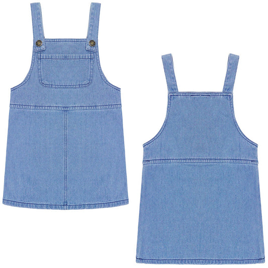 Baby Little Girl Denim Overalls,Simple Design Summer Jumpsuit Dress