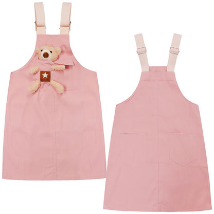 Girls Denim Overalls Dress,Cute Bear Simple Design Summer Colored Jumpsuit Dress