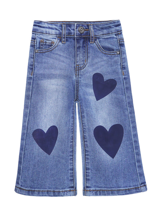 KIDSCOOL SPACE Big Girls Jeans,Elastic Band Inside Stretchy Micro Flared Boot  Cut Denim Pants,Mid Blue,12-13 Years 