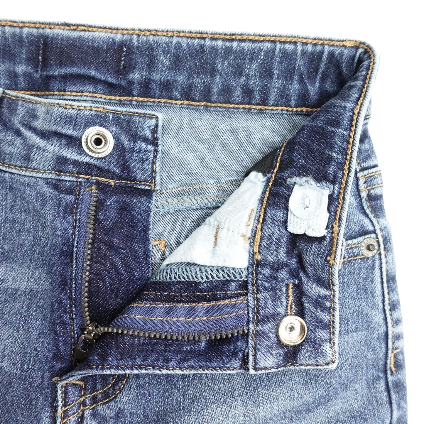 Girl Little Kid Ripped Elastic Band Inside Straight Slim Fit Denim Jeans Pants