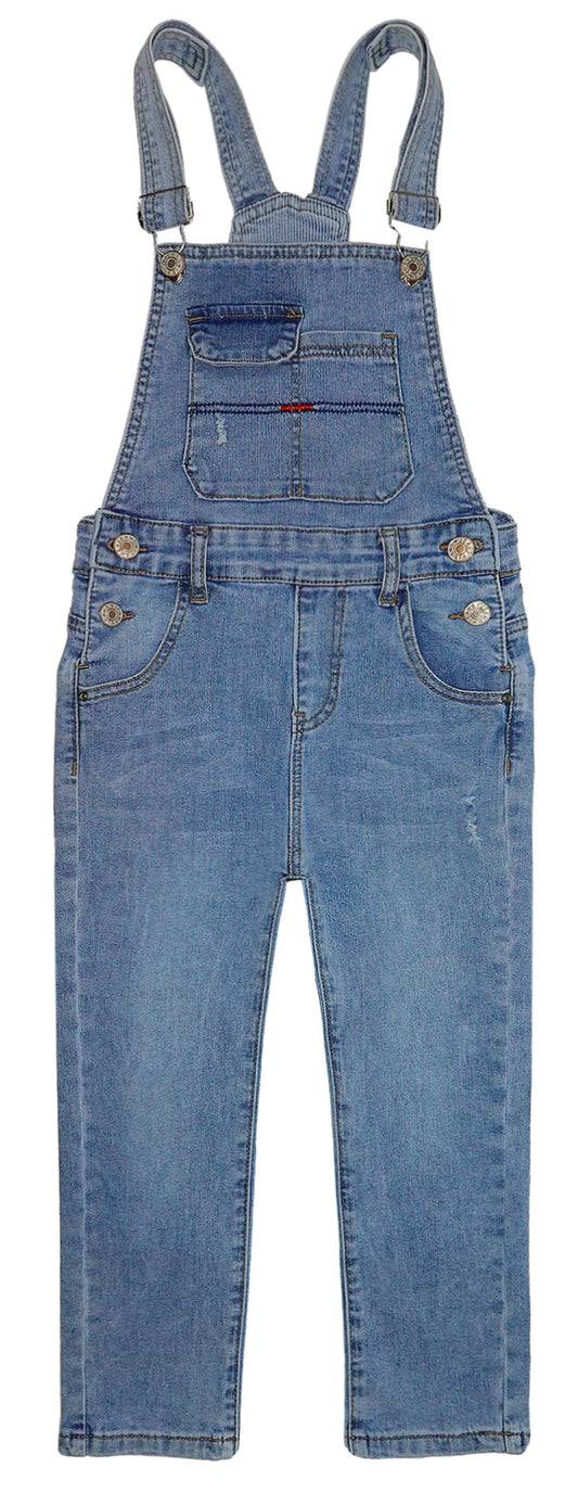 Little Boys Slim Fit Jeans Ripped Bib Pocket Fashion Denim Overalls