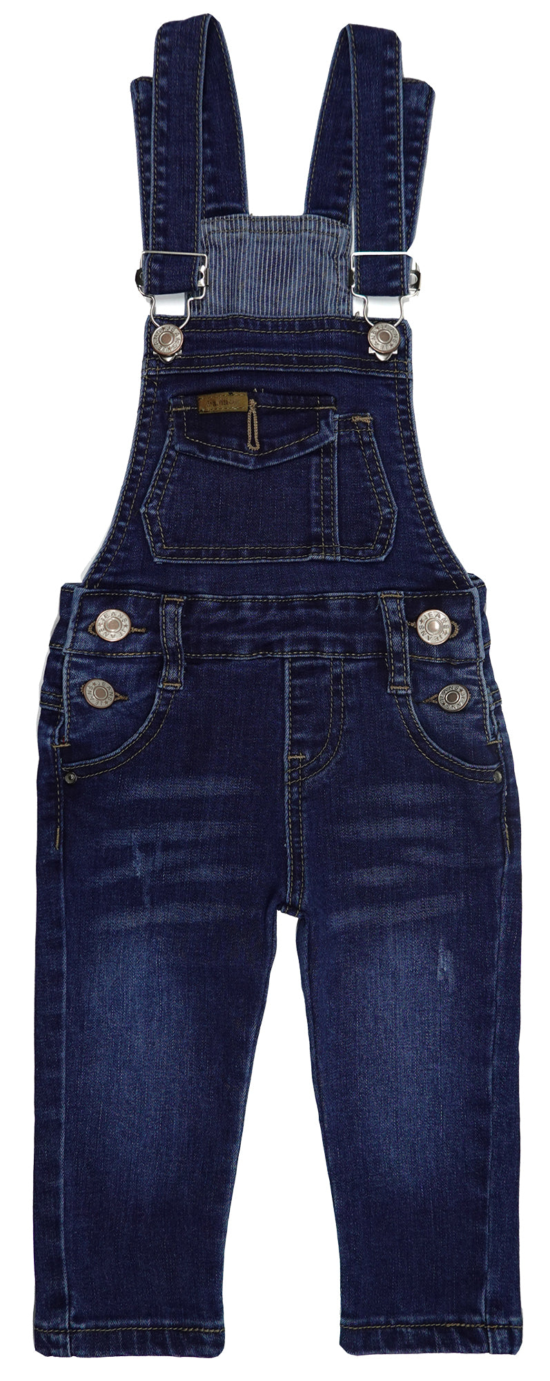 Baby Little Boys Soft Ripped Bib Pocket Fashion Denim Fit Jeans Overalls
