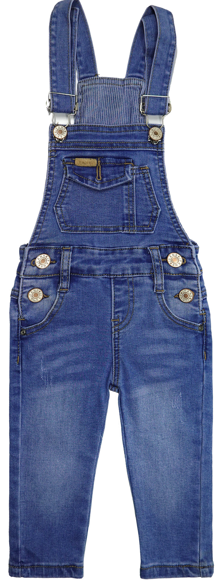 Baby Little Boys Soft Ripped Bib Pocket Fashion Denim Fit Jeans Overalls