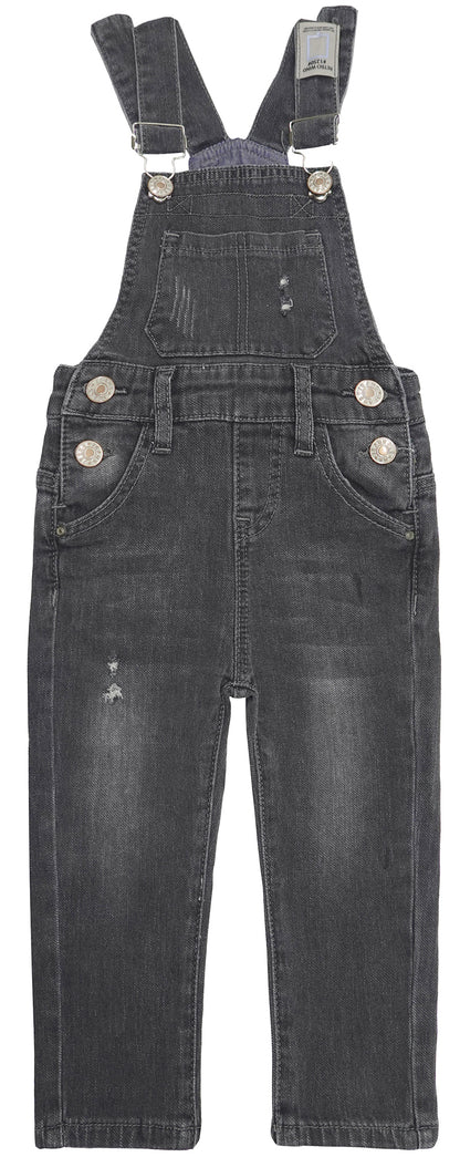Baby Little Boys Slim Fit Jeans Ripped Big Bib Pocket Fashion Denim Overalls