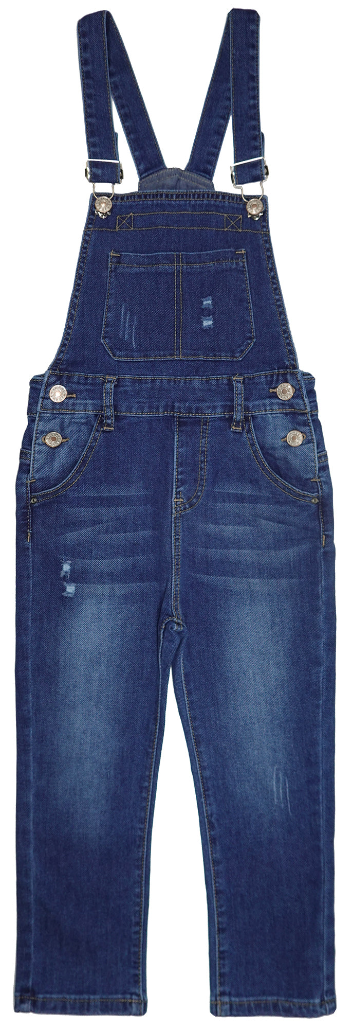 Baby Little Boys Slim Fit Jeans Ripped Big Bib Pocket Fashion Denim Overalls