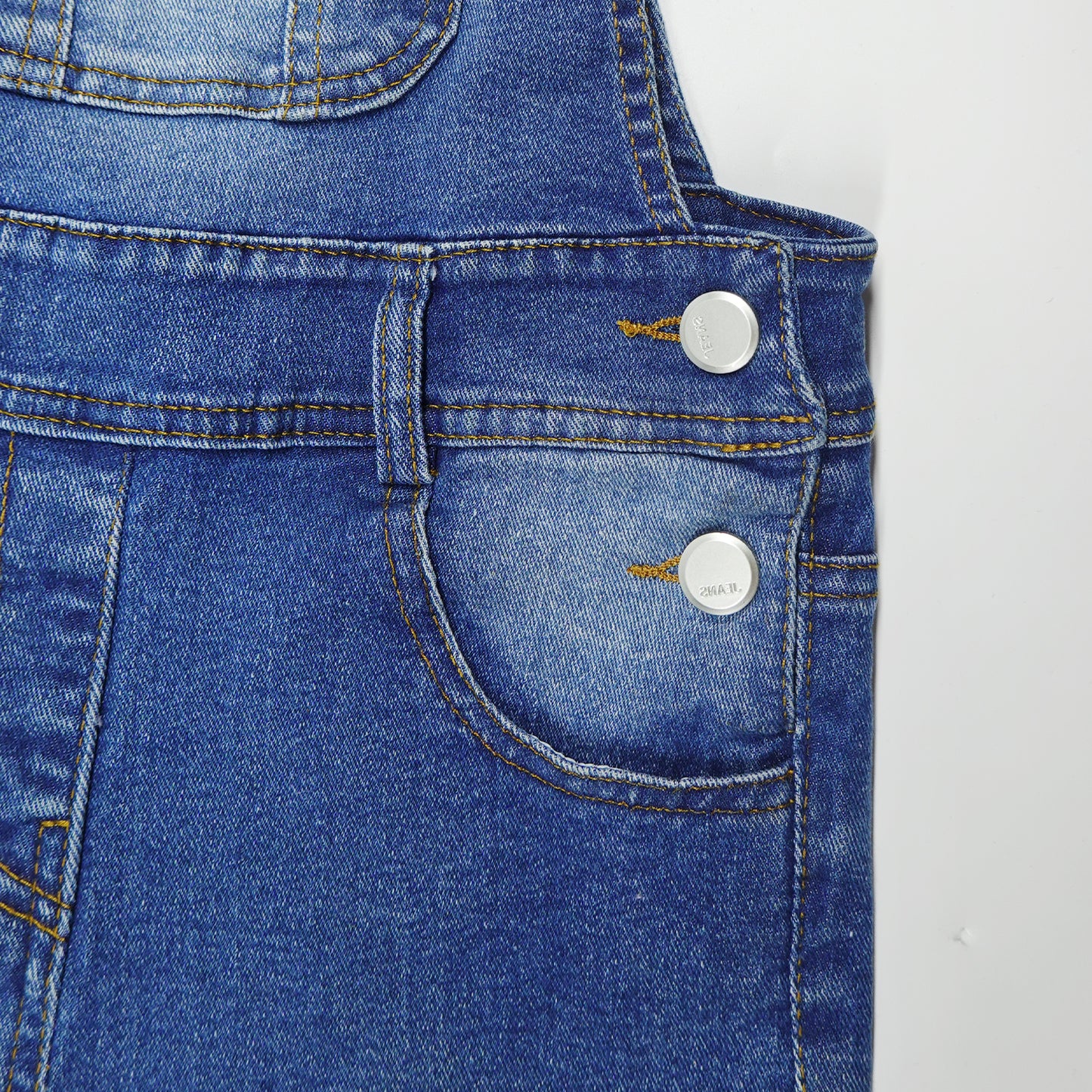Girls Denim Overalls Washed Big Bib Flap Pockets Soft Stretchy Jumpsuit