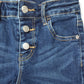 Girls Jeans Raw Edge 3 Buttons Stretchy Bell-bottom Denim Pants