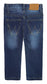 Little Girls Boys Elastic Band Ripped Straight Fit Stretchy Denim Pants Jeans